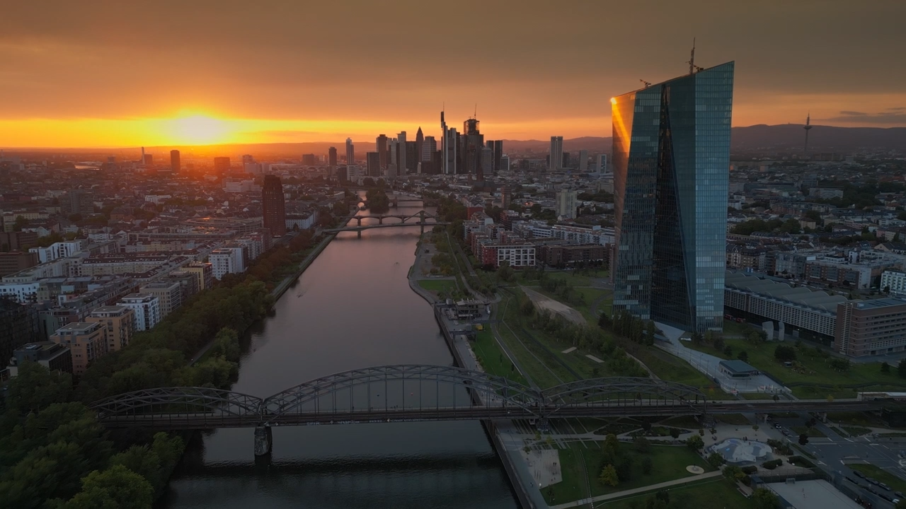 Frankfurt skyline showing modern financial district